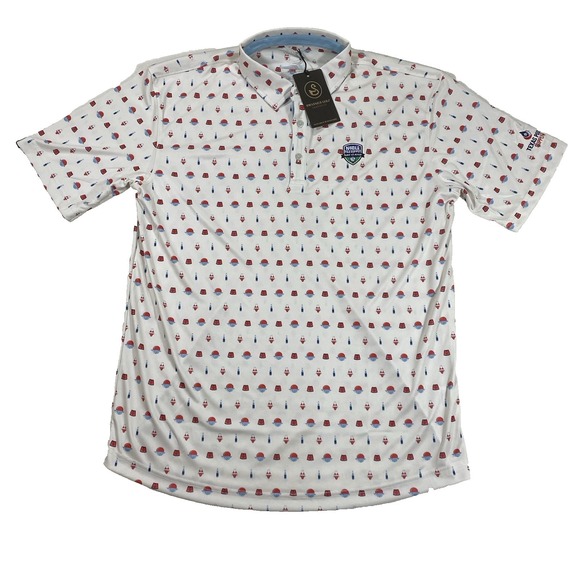 NWT Swannies Golf Polo Shirt Mens Large Swim Pool Pattern Short Sleeve *Logo - Picture 3 of 12